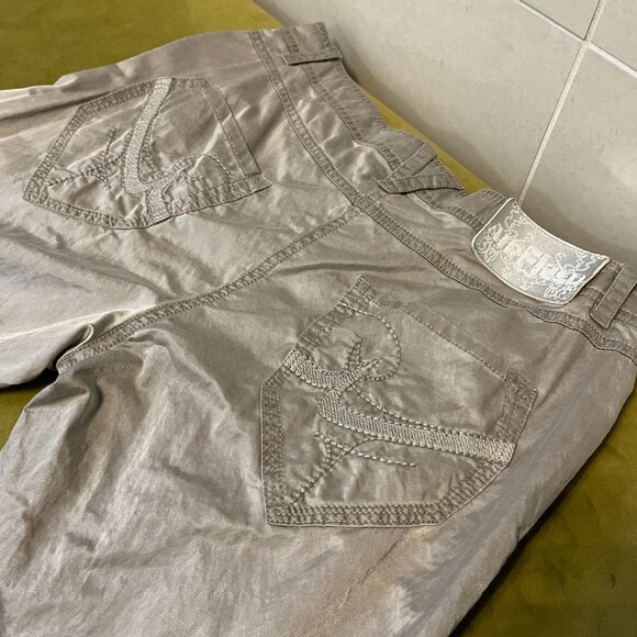 Y2K Silver skinny low rise ruched pants - Picture 3 of 5